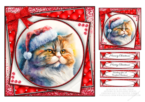 Cute Kitty Christmas Topper - Card One