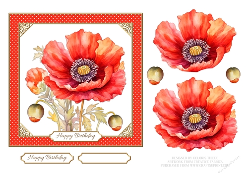 Lovely Poppies Birthday Topper