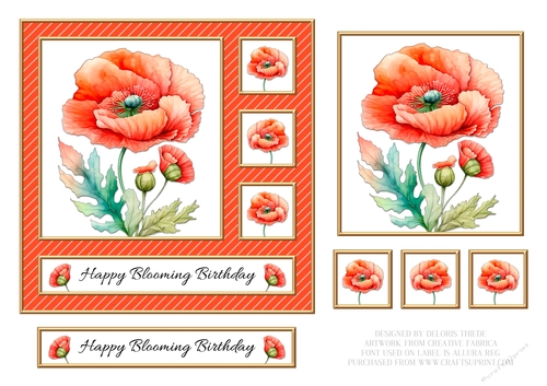 Lovely Poppies Birthday Topper - Card One