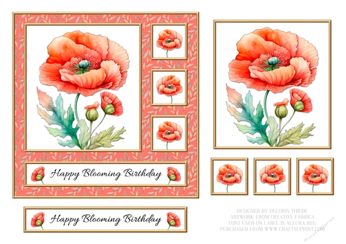 Lovely Poppies Birthday Topper - Card Two