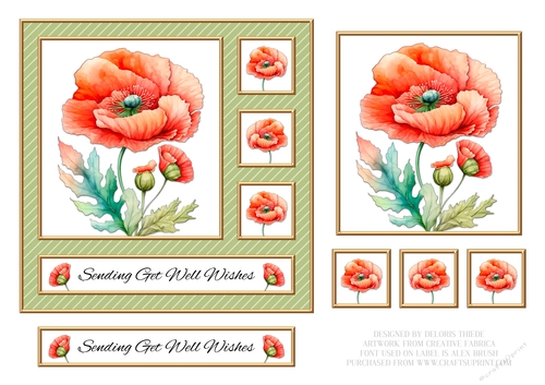 Lovely Poppies Get Well Topper - Card One