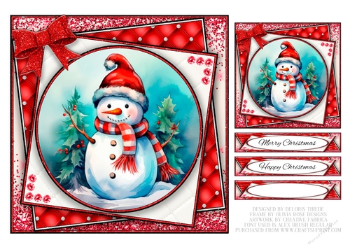 Cute Little Snowman Holiday Topper N Gift Tag