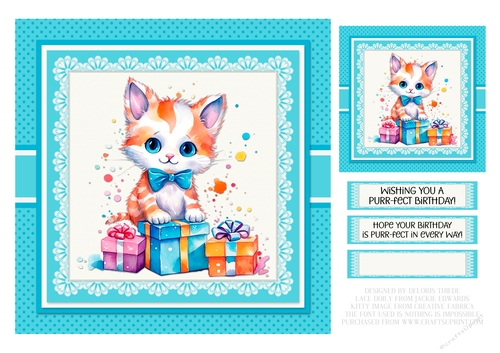 Cute Kitten Birthday Topper - Card Two