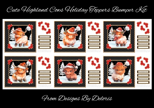 Cute Highland Cows Holiday Toppers Bumper Kit