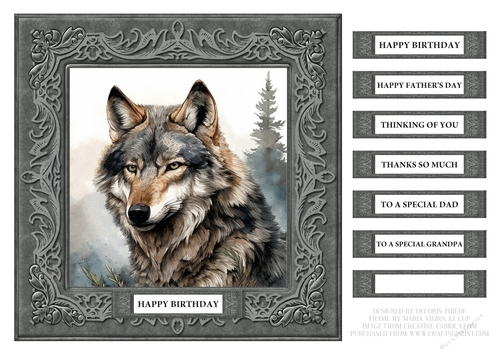 Gray Wolf Birthday/Fathers Day Topper