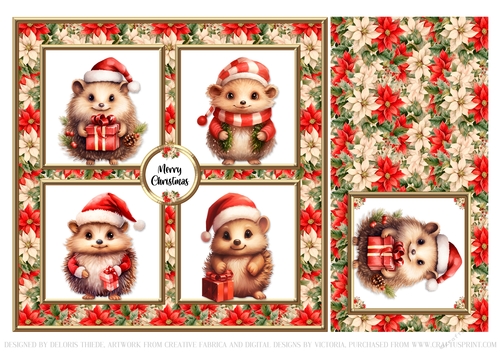 Cute Holiday Hedgehogs Topper N Gift Tag