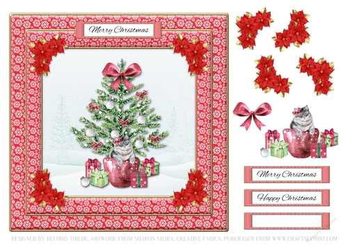 Cute Christmas Kitty Holiday Topper