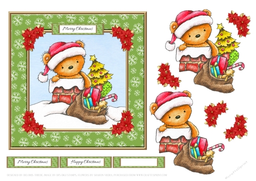 Cute Santa Bear Holiday Topper