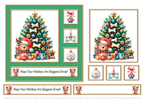 Cute Puppy Holiday Topper - Green