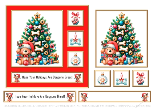 Cute Puppy Holiday Topper - Red