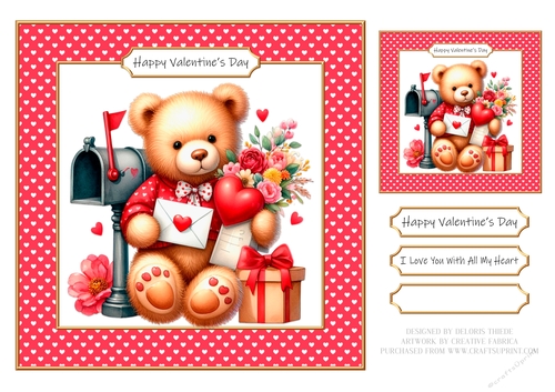 Darling Teddy Bear Valentine Topper