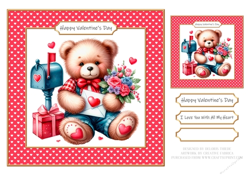 Cute Teddy Bear Valentine Topper
