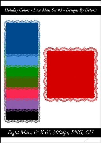 Lace Mats Set #3 (Holiday Colors) 