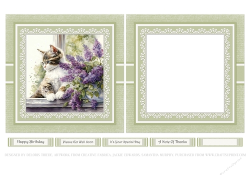 Lovely Kitty In The Flowers - Card 1