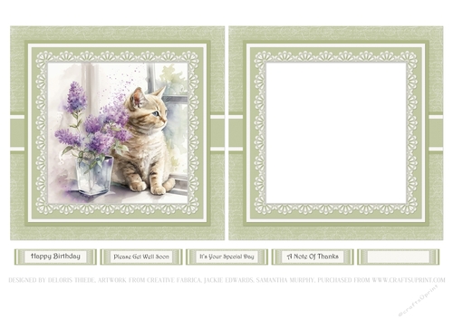 Lovely Kitty In The Flowers - Card 3