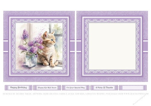 Lovely Kitty In The Flowers - Card 4