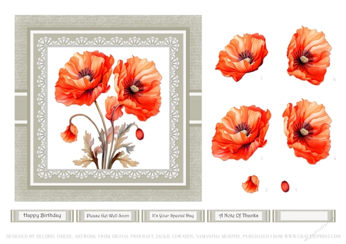 Lovely Poppies - Multi Occasion Topper