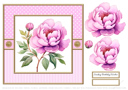 Lovely Peonies Birthday Topper - Card One