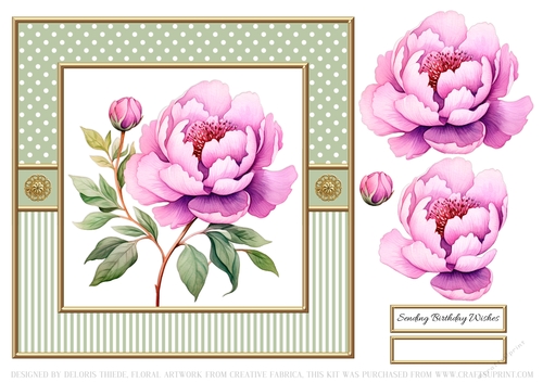 Lovely Peonies Birthday Topper - Card Two
