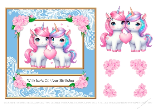 Cute Unicorns Birthday Topper