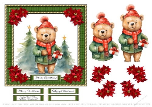 Cute Teddy Holiday Topper - Card Two