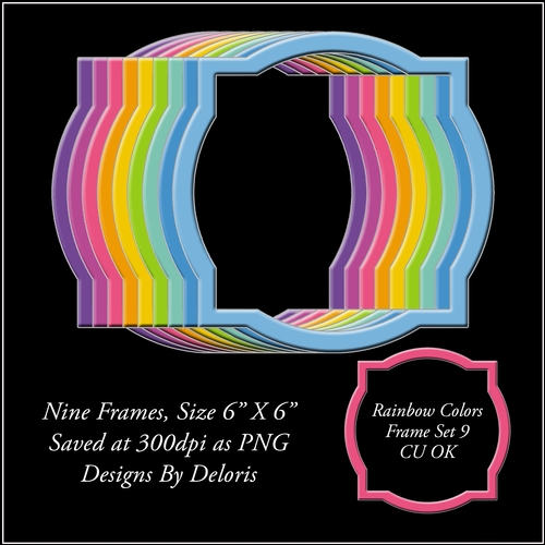 Rainbow Colors Beveled Edge Frame Set 9