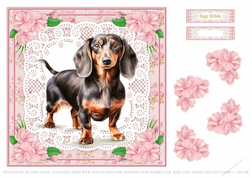 Cute Dachshund Birthday Topper