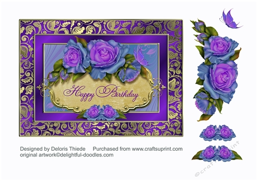 Elegant Roses - Happy Birthday Card