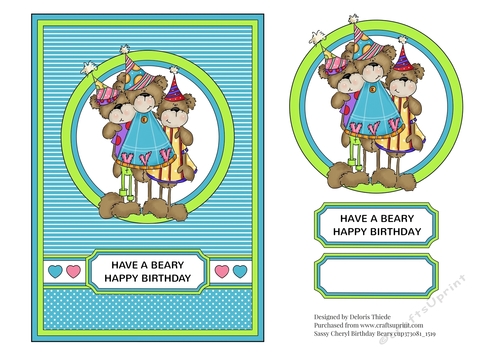 Sassy Cheryl Birthday Teddies (Blue/Green)