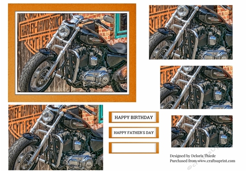 Harley Davidson Motorcycle Pyramid Birthday Card