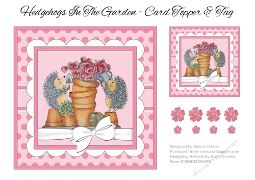Hedgehogs In The Garden - 6X6 Card Topper & Gift Tag