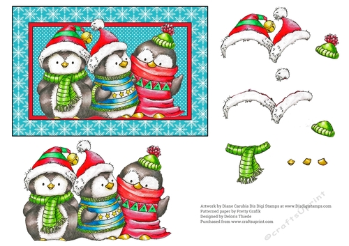 Penguin Trio Card Topper + Decoupage Layers