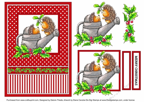 Hedgehogs - Mistletoe - 5 X 7 Card Topper Decoupage Layers