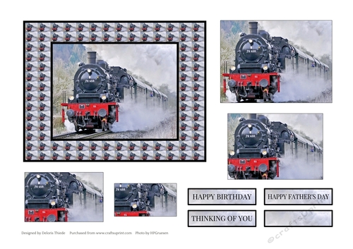 Steam Train Pyramid Birthday/Fathers Day Card
