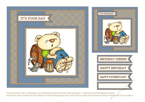 Beer Bear 6 X 6 Quick Card Topper + Gift Tag