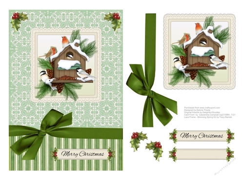 Lovely Robins In Their Birdhouse Winter Scene Topper