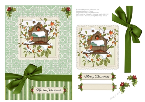 Lovely Birdhouse Winter Scene Topper