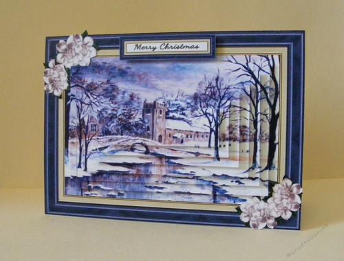 Gorgeous Snowy Church Scene Pyramid Card Mini Kit (5 X 7)