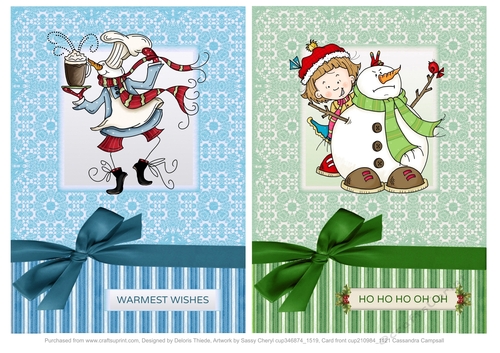 Sassy Cheryl - Two Cute Snowman (5 X 7 Card Toppers)