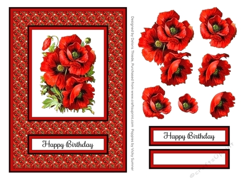 Beautiful red poppies topper and decoupage layers