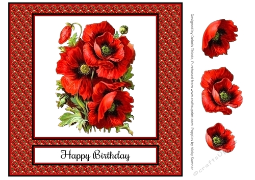 Lovely Red Poppies Mini Kit - Topper + Decoupage Layers