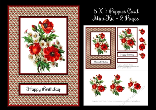 Lovely Poppies 5 X 7 Card Topper + Decoupage Layers Mini Kit