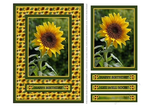 Lovely Sunflower Quick Card 5 X 7 Topper