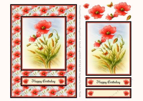 5 X 7 Poppy Card Topper & Decoupage Layers
