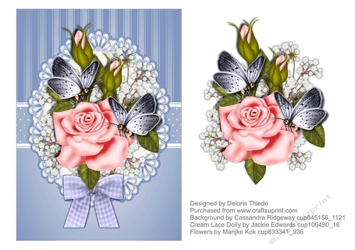 Lovely Flowers And Butterflies Topper - 5 X 7