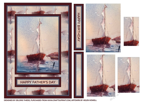 Sailboat Fathers Day/Birthday Pyramid Card Topper