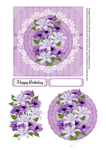 Lovely Purple Lilies Card Topper