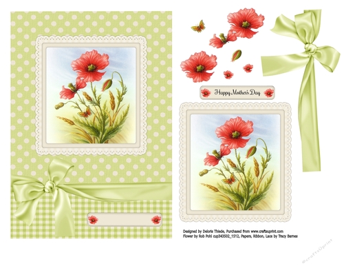 Lovely Poppies Happy Mothers Day Topper Plus Decoupage
