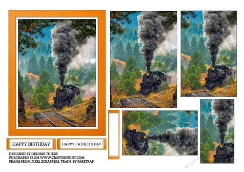 Steam Train Pyramid Card - Birthday/Fathers Day