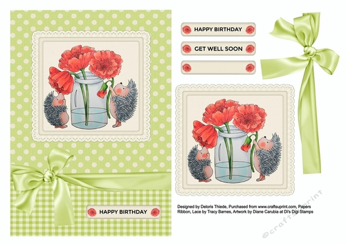 Hedgehogs Birthday or Get Well - 5 X 7 Topper